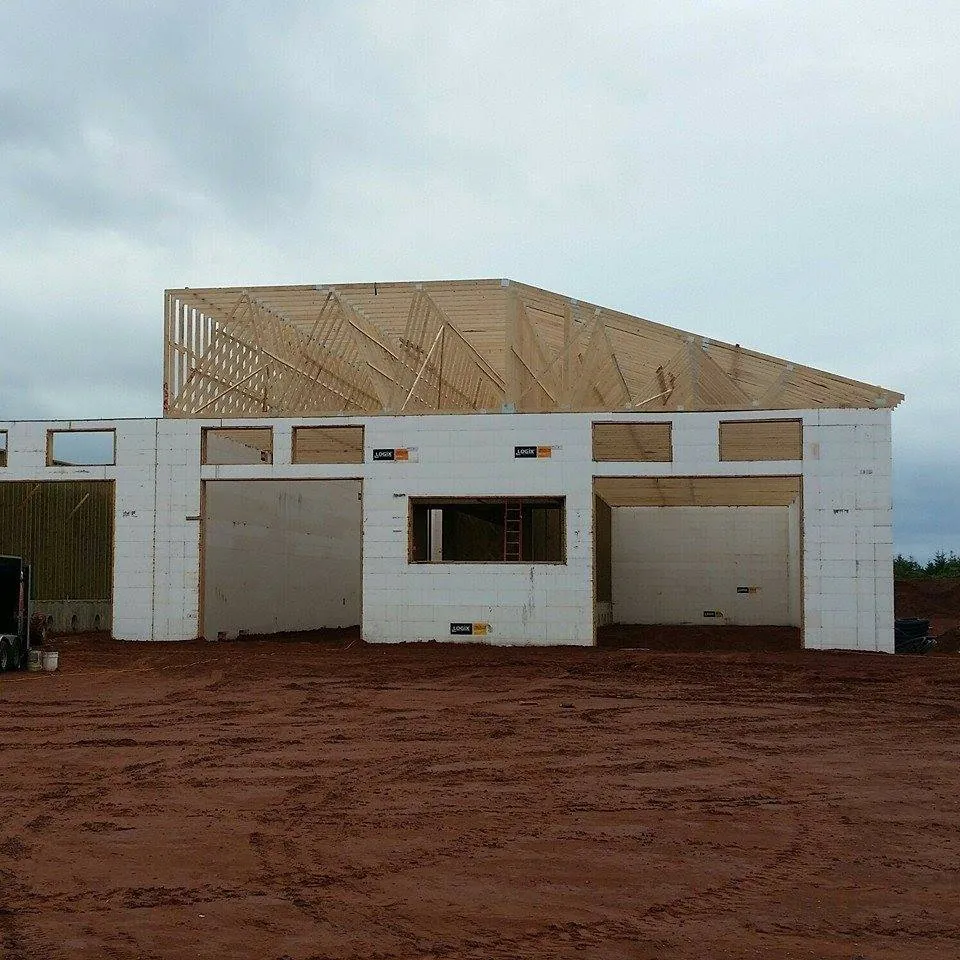 The Shorelane Farms building during the build